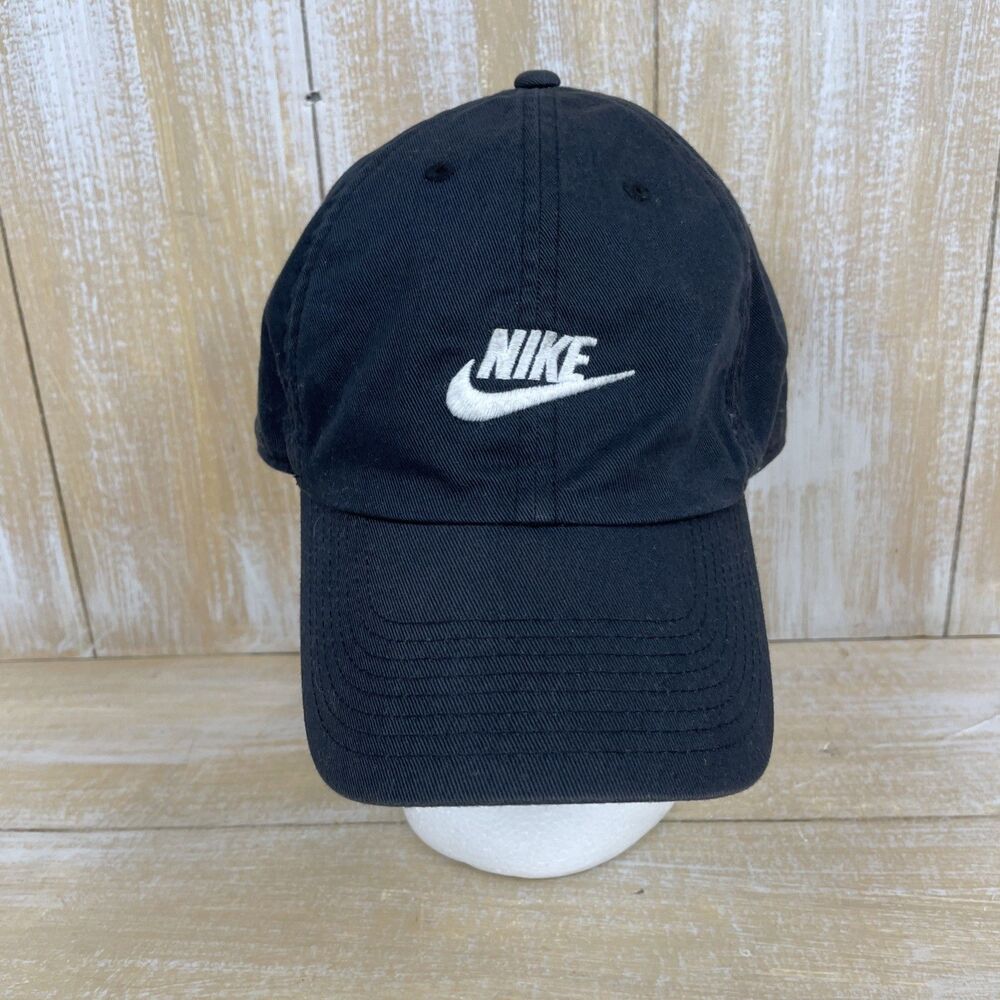 Nike Club Unstructured Futra Wash Strapback Hat Adult M/L Navy Black Cap - Picture 2 of 9